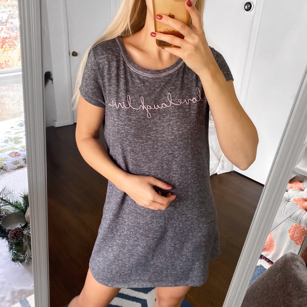 🌙 LAURA ASHLEY ‘LOVE LAUGH LIVE’ SHORT SLEEVE NIGHTIE DRESS!